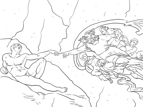 The Creation Of Adam Coloring Page